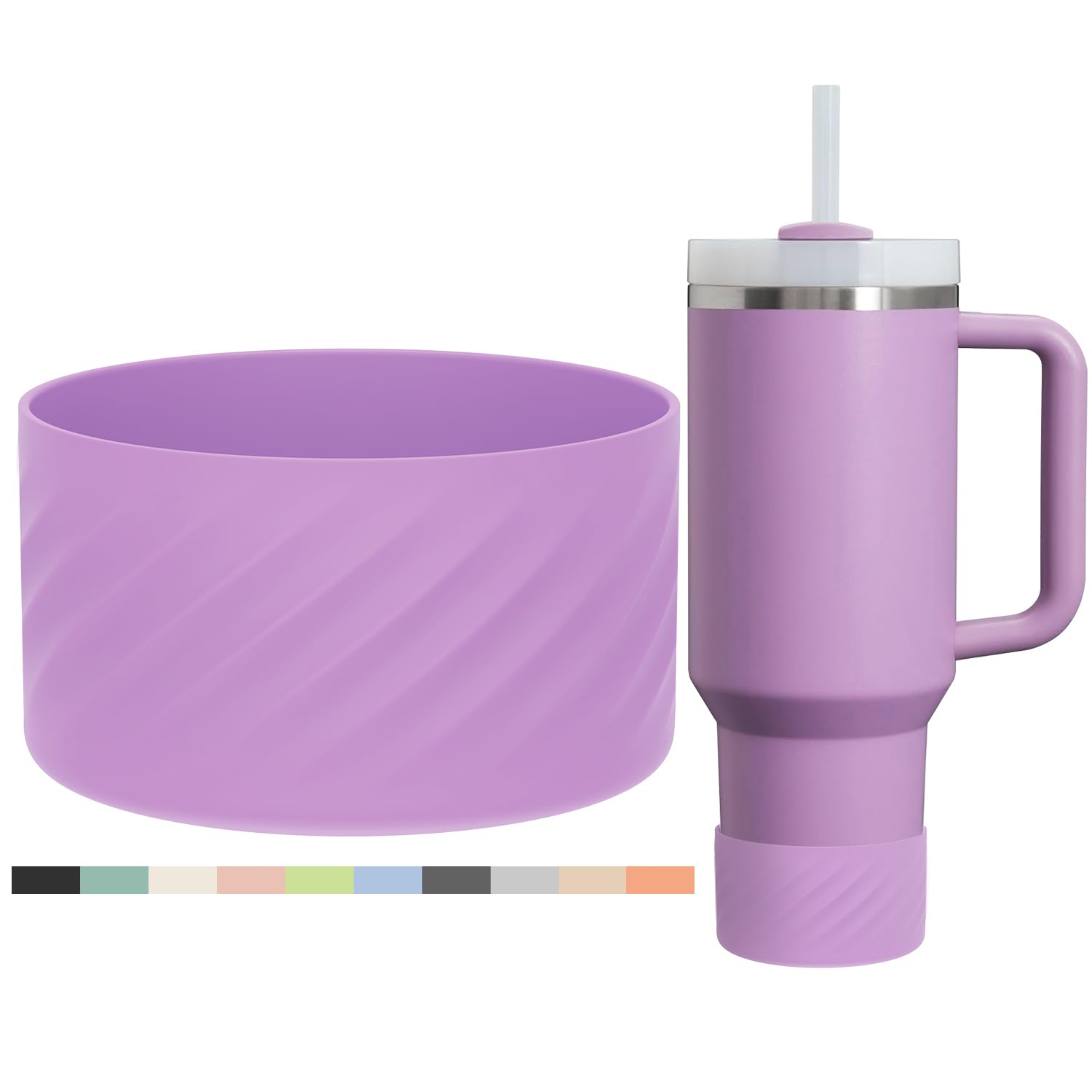 Protective Silicone Boot for Stanley Quencher H2.0 40 oz & IceFlow Flip 20 oz 30 oz and hydroflask 12-24 oz, Anti-Slip Bottle Bottom Sleeve Cover