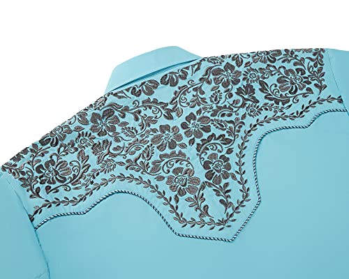 SALVAJE OESTE Embroidered Western Cowboy Shirts for Men Snap Button Long Sleeve Shirt with Western Cowboy Embroidery3