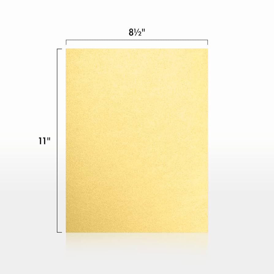 Lot de 50 feuilles de papier 21,6 x 27,9 cm - Doré métallisé