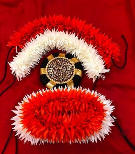 Traditional Bharatanatyam Accessories Flower And Rakodi Hair Bun Set Of Use Hair .Veni Bridal,Weddings,Reception Indian Classical Dance.Full Set (KB:00257)-image-30