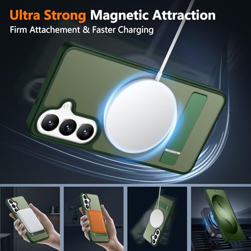 Image of SPIDERCASE Magnetic for Samsung Galaxy S26 Case, [3 Stand Ways][ Military Grade Drop Protection] with Invisible Stand Shockproof Slim Case for Samsung Galaxy S26 6.3 inch, Green