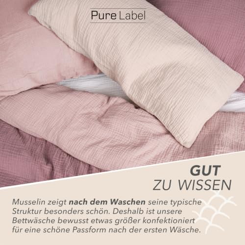 Pure Label Musselin Bettwäsche 4tlg 2x135x200+2x80x80 - Rosa – Ansicht 3