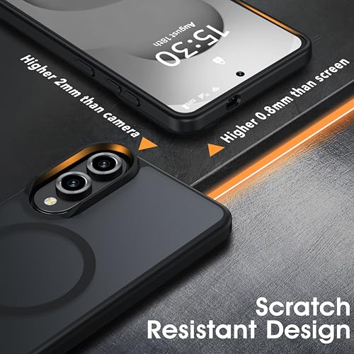 Image of Oterkin Magnetic for Samsung Galaxy S25 Edge Case Matte, S25 Edge Phone Case Compatible with MagSafe Frosted Translucent Shockproof Anti-Scratch Slim Fit Case Military Grade Protection (Black)