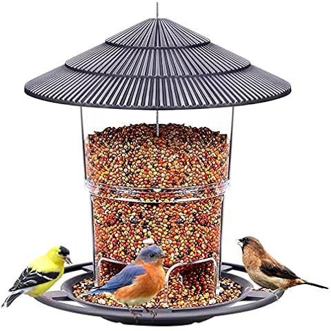 Bird Feeders for Outside, Bird feeder, Wild Bird seed for Outside Feeders, Squirrel Proof Birds Feeder, Garden Decoration Black Cover