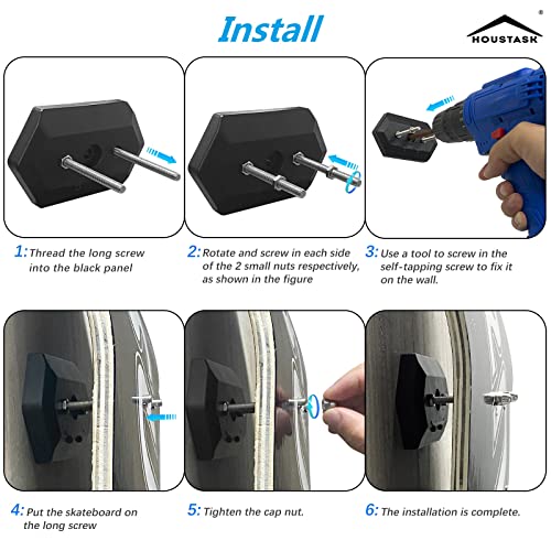 Houstask Skateboard Wall Mount Skateboard Hanger For Skateboard Deck Display And Storage (4Pack) #TOP6