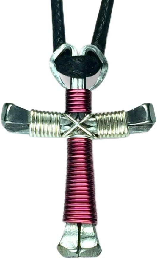 Multi-Colored Horseshoe Nail Crosses - You Pick Colors! (Burgundy & Silver)