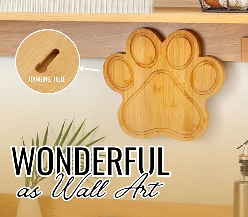 Tabla de cortar con forma de pata de perro de bambú miniatura 4