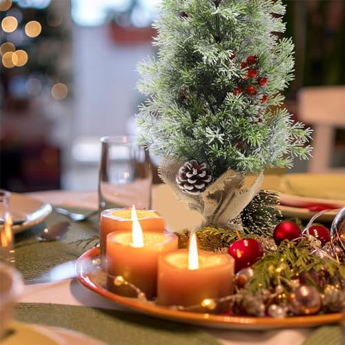 HiiARug 2 pacotes de mini árvore de Natal, 40,64 cm pequena árvore de Natal artificial decorações de