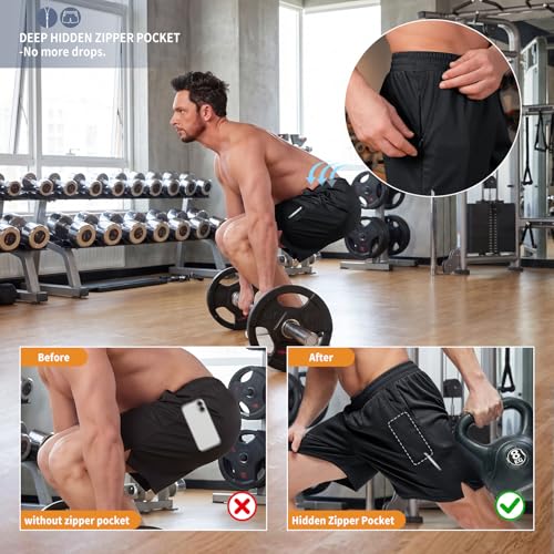 ZITY 7” Inseam Mens Athletic Running Shorts Mesh Quick Dry Gym Shorts Black - image 3