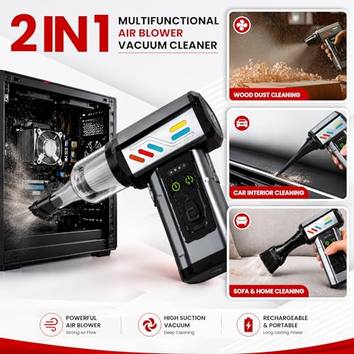 Image of Autofy MAG-I Cordless Turbo Fan Air Duster - Vacuum Cleaner - Portable Handheld Air Blower - Powerful 140000 RPM 8000mAH Battery - Dust & Leaf Blower - Clean Computer Car Backyard - Adjustable Speed