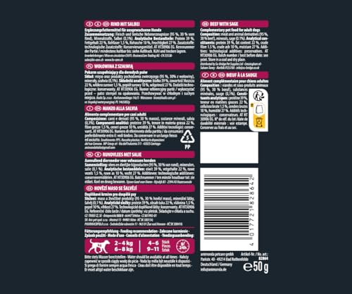 animonda vom Feinsten Mini Hundesnacks Love Bites Rind mit Salbei (10 x 50g), Premium Hundesnacks getreidefreie Hundeleckerlis für ausgewachsene kleine Hunde