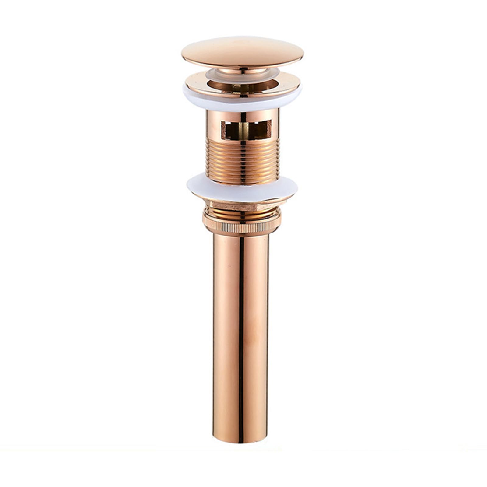 Kit di scarico pop up per lavandino del bagno, oro rosa, scarico per lavandino del bagno, scarico pop up per lavello del bagno, con foro di troppopieno, scarico rimbalzante in rame completo