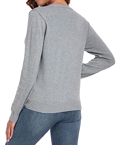 Image of QUALFORT Women's 100% Cotton Sweater, Basic Lightweight Long Sleeve Pullover