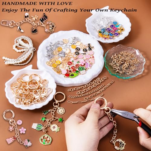 Image of Wurosi 325Pcs Charms Lip Gloss Keychain Making Kit, Including 20 Keychain Clips 25 Extender Chain 118 Charms Jewelry Plier, Bag Charm Kit, Keychains Making Supplies for Jewelry Making,Christmas Gifts