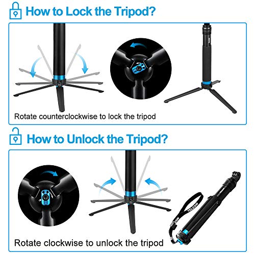 Selfie Stick Pole With Tripod Phone Holder, 35.4" Telesin Waterproof Aluminum Extension Monopod For Gopro Max Hero 11 10 9 8 7 6 5, Insta360 One Rs X2 X3 Go2, Dji Action 2 3 #TOP4