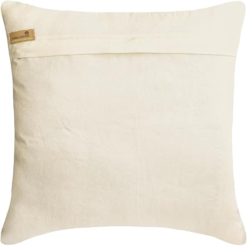 Miniatura 3 de The HomeCentric Funda de almohada, marfil, dorado y plateado de 16 x 16 pulgadas, fundas de almohada de seda Chevron y con cuentas para sofá, patrón