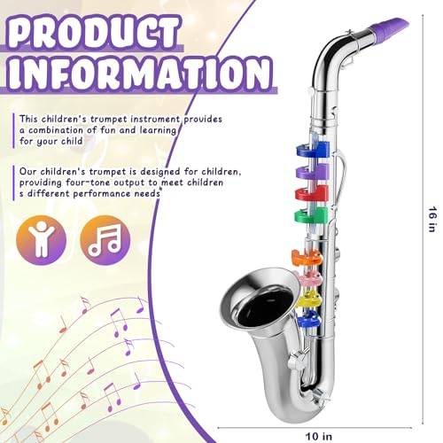 image for Lewtemi Silver Saxophone Musical Instruments Toy for Kid Toddler Fake 