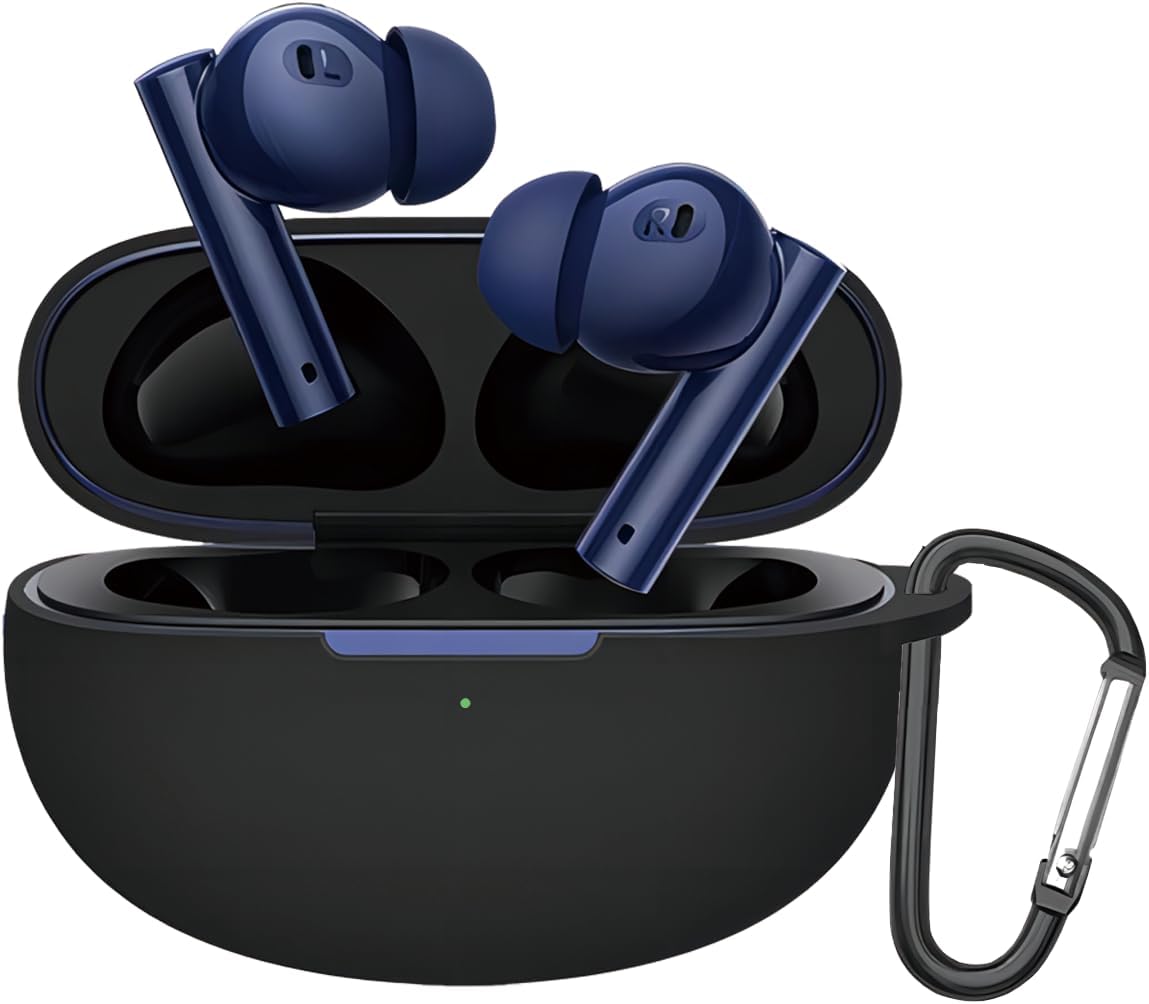 Case for Realme Buds Air 5 Pro Protective Silicone Case with Keychain Cover (Black)