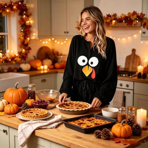 Image of Roshop Halloween Pajama Women's Pumpkin Top & Shorts Loungewear Set