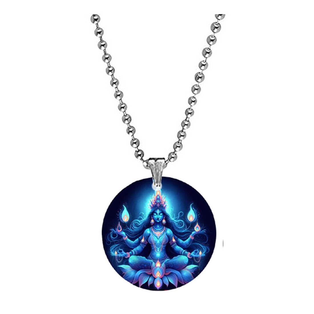 abhiora fashion Maa Kali Mahakali Meditating Acrylic Pendant with Bead Chain | Spiritual & Devotional Necklace for Men & Women | Religious Gift for Car, Home & Personal Use-picture-28