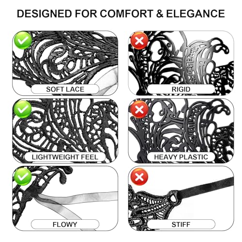 Image of Exlinonline Lace Masquerade Mask Elastic,Fit for Adult,Soft Gentle Material,Specially For Costume,Thememed Party