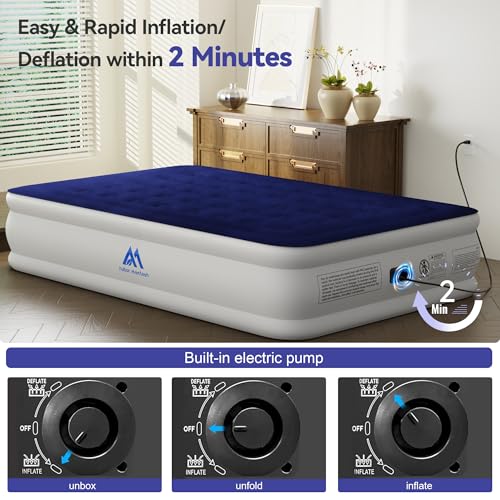 Image of Air Mattress Queen with Built in Pump, 18'' Luxury Comfort Raised Inflatable Mattress, Upgraded 3Min Fast Blow Up Mattress with Dual Air Chamber, Durable Air Bed for Home, Guests & Camping, 660lbs Max