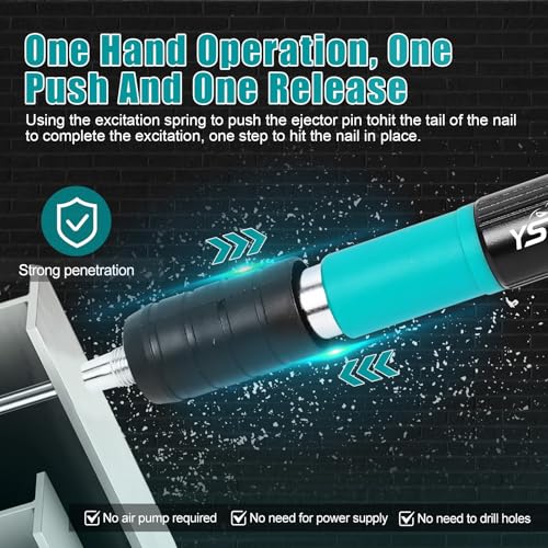 Kits de pistola de pregos de concreto com 100 pregos, ferramenta manual de aço ajustável de 5 veloci