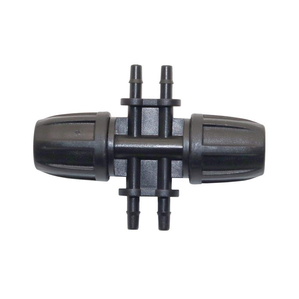 Złącze do węża ogrodowego 8 / 11 mm do 3 / 5 mm 6-drożne złącze węża z nakrętką blokującą rolnictwo złączki nawadniające szybkie złącze węża 50 szt. (kolor: Czarny, średnica: 3/8")