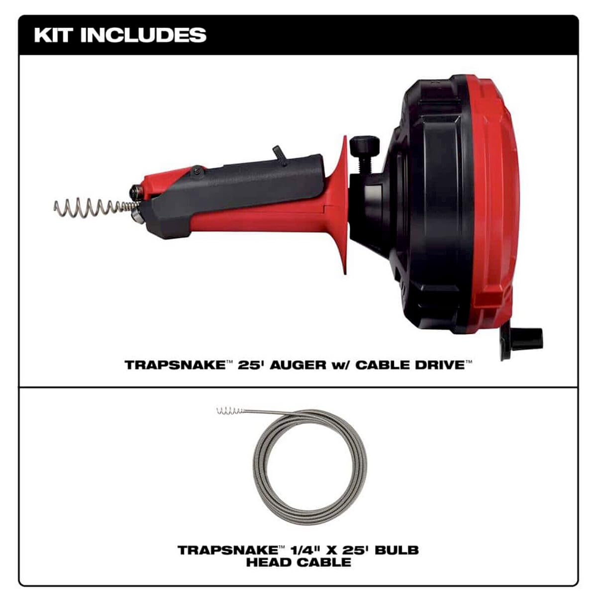 LEKSTAR Trapsnake 25 Ft For Milwaukee Tool 49-16-2573 Auger With Cable Drive Drain Cleaner