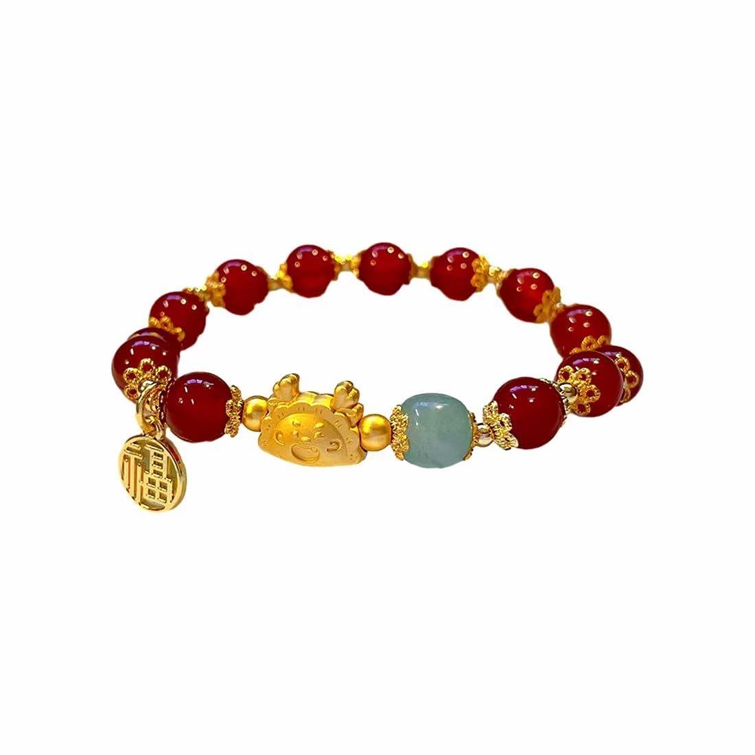 Zhang shine1-3Pcs Handmade Braid 2024 New Year Lucky Dragon Red String Bracelet Stretch Bracelet Chinese Zodiac Animal Feng Shui Dragon Charm Rope Adjustable Bracelet for Women Jewelry