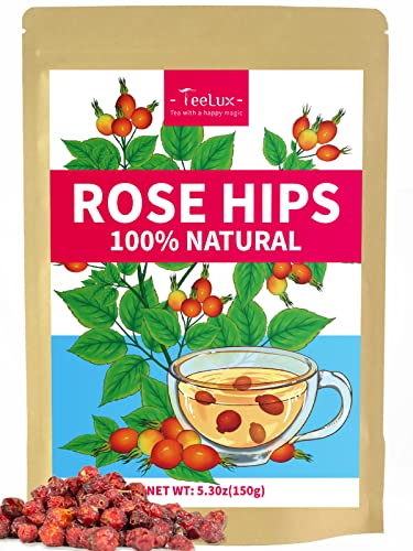 Image of TeeLux Rosehip Tea Loose Leaf, Whole Dried Rose Hips Herbal Tea, 5.3oz
