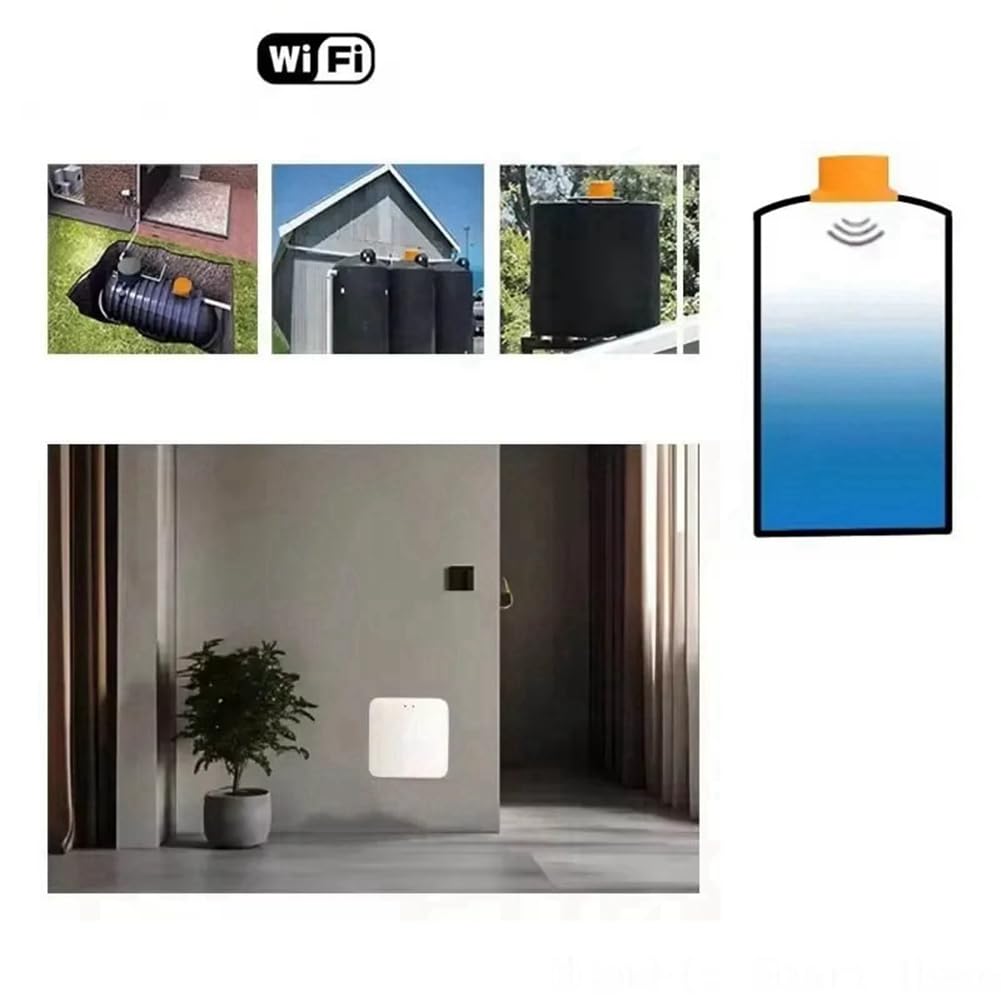 Tuya Smart WiFi Sensore Monitor Livello Serbatoio Acqua Ad Ultrasuoni con Allerte In Tempo Reale e Controllo Tramite App per IOS & Android Spina EU