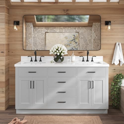 ARIEL 67" Grey Double Bathroom Vanity with 1.5" Edge Pure