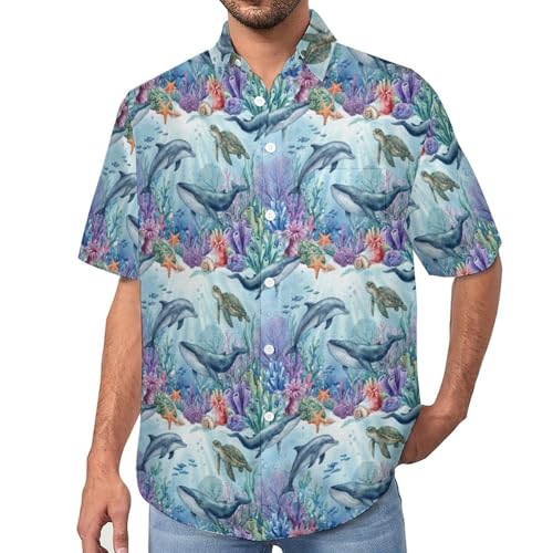 Camisa manga corta casual con estampado marino 3D ligera