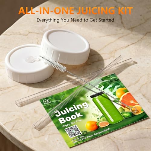 Image of Ruckae Glass Juice Bottles,Juicing Bottles,Smoothie Bottles,Juice Containers,Glass Bottles with Lids-Leakproof Airtight 16 oz 12 Pack for Meal Prep-with Straws for Juice,Iced Coffee,Kombucha