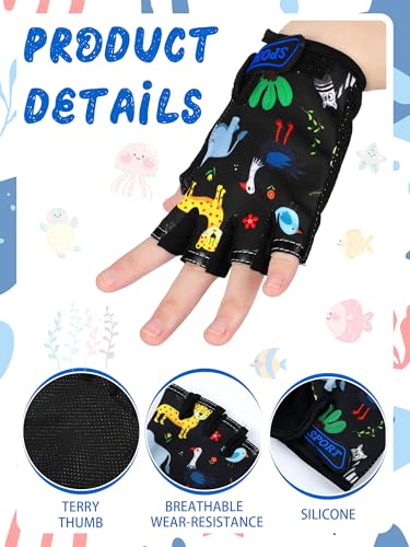 Image of Boao 3 Pairs Kids Half Finger Bike Gloves