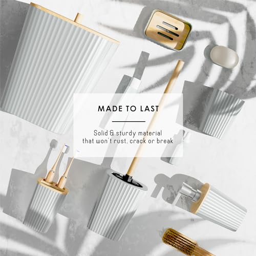 image for Clara Clark Bathroom Set - White Bathroom Accessories Set, 6PC Bathroo