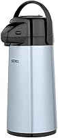 Thermos 2-Quart Glass Vacuum Insulated Pump Pot - Keeps Hot 12 Hours, Cold 24 Hours, Metallic Gray