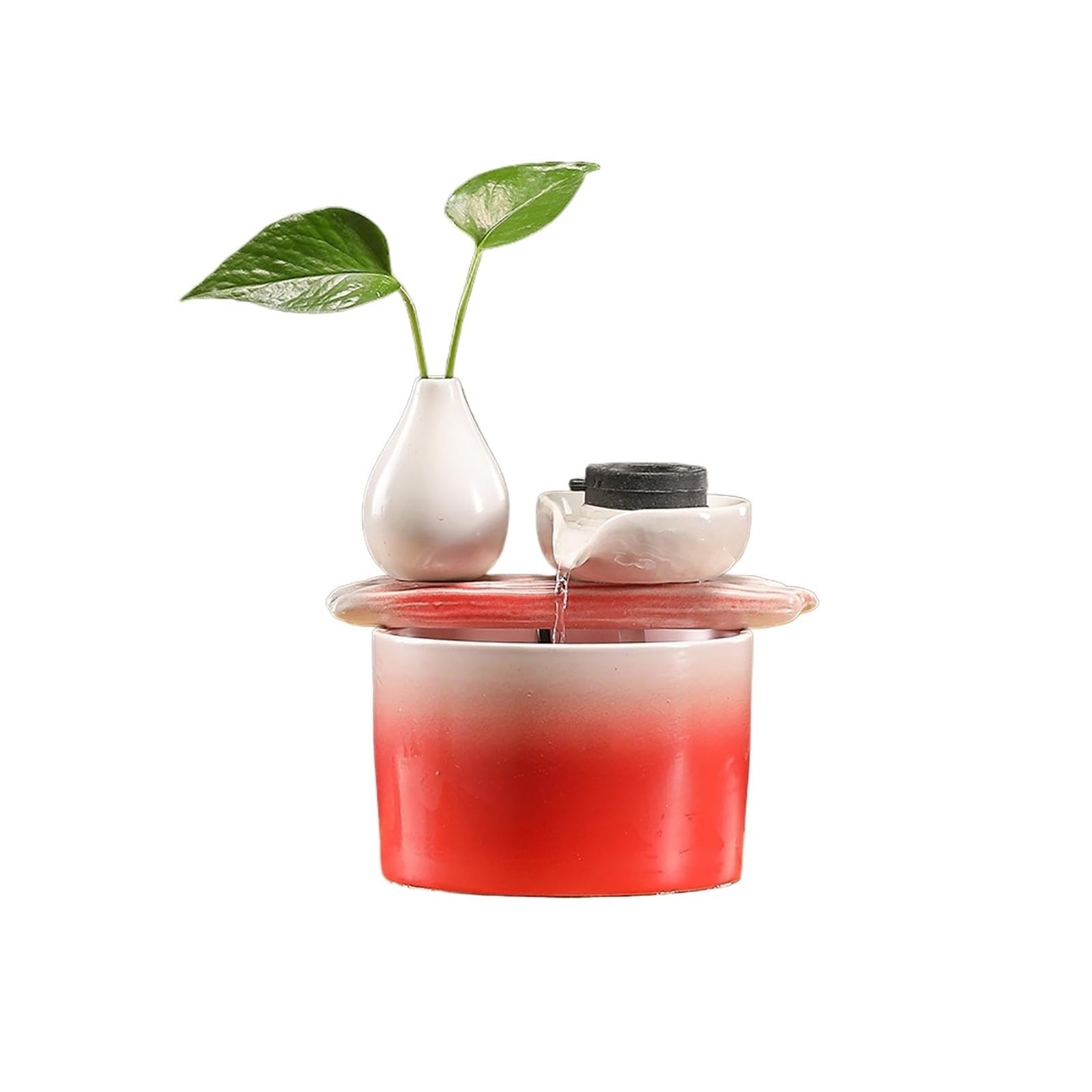 water feature Feng Shui Relaxation Water Feature Beautiful Circulating Fountain for Home Decor(Red)