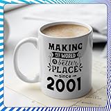 Stuff4 25th Birthday Mug Gift for Men Women - Making The World a Better Place Since 2001 - Happy 25 Birthday Gifts for Grandad Grandma Nan Retro Back in 2001 Age 25 Bday, 11oz Ceramic Coffee Mugs - Image 4
