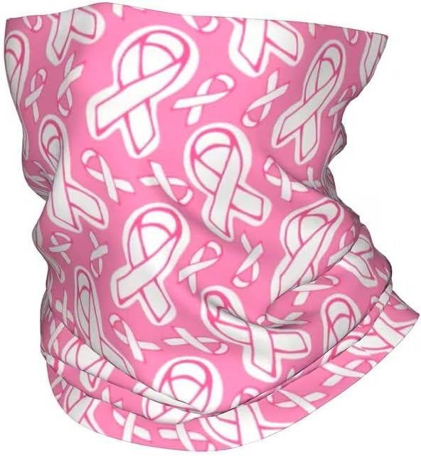 Breast Cancer Awareness Tube Scarf Pink Ribbon Pink Neckerchief | Multifunctional scarf, seamless workmanship, breathable, sports and leisure, approx. 50 x 25 cm