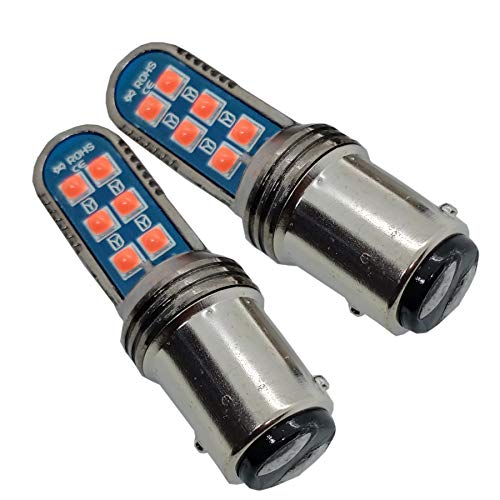 Image of BAY15D 1157 Universal LED Parking Back Brake Tail Light for All Car and Bikes Strobe Function Pack of 2, Red Color