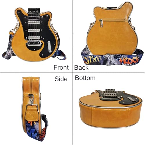 Men and Women Music Guitar Shaped Crossbody Shoulder Bag PU Leather Unique Novelty Guitar Purse2