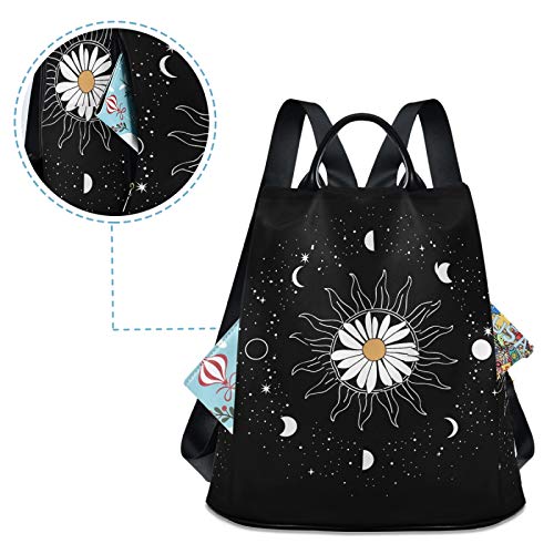 Image of ALAZA Daisy Flower Sun Moon Backpack Purse for Women Anti Theft Fashion Back Pack Shoulder Bag Multicoloured One Size