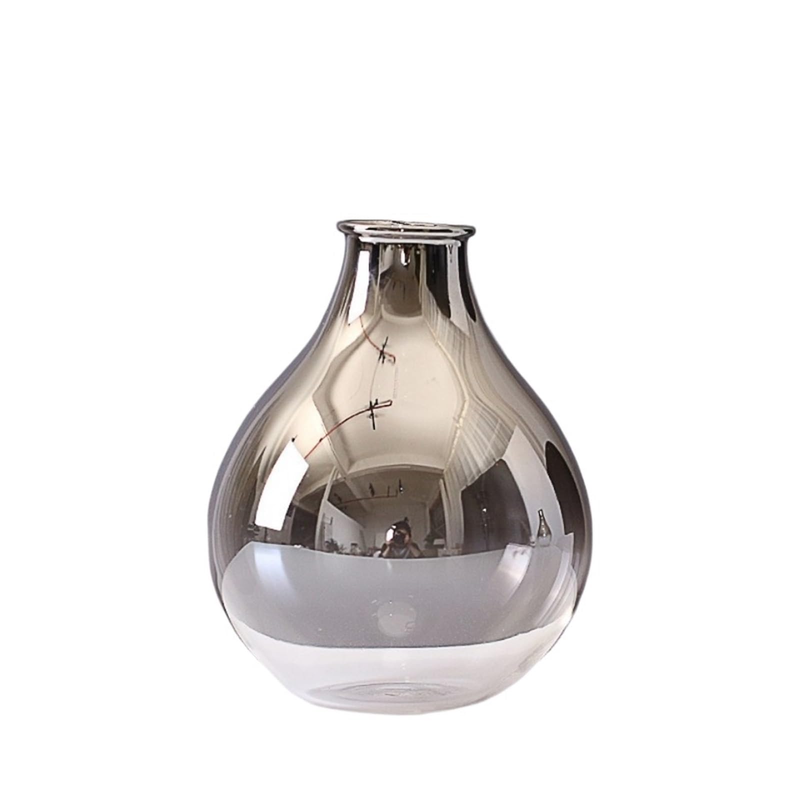 Geometric Vases Glass Vase Creative Silver Gradient Dried Insert Desktop Decoration Plant Holder(Style04)