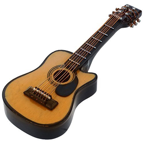 Preisvergleich Produktbild JVSISM 01.12 Puppenhaus Miniatur Musik Instrument Akustik Gitarre Gelb Und Rot