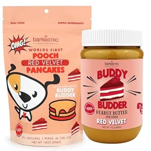 Red Velvet Pooch Pancake Combo- Fun Treat, Brunch w/Your Pup or Stack ‘Em for Dogs Birthday with Candle, 100% All Natural, No Sugar or Preservatives- Made in USA (14oz)