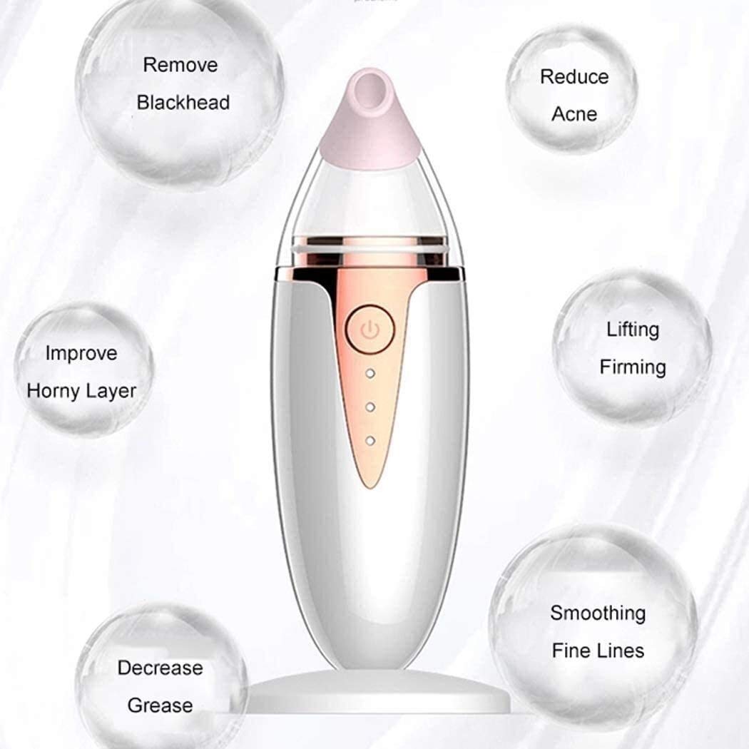 Blackhead Remover Aspirapolvere-Pore Cleaner Aspirapolvere Aspirazione elettrica Vial Comino Acne Extractor Tool USB Ricaricabile 3 modalità 4 Sonde sostituibili per Donne e Uomini