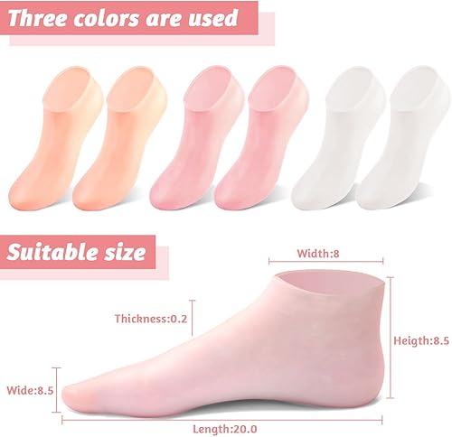 Miniatura 2 de 3 pares de calcetines de silicona, calcetines hidratantes de silicona, calcetines de aloe, calcetines de talón de gel de silicona para mujeres y