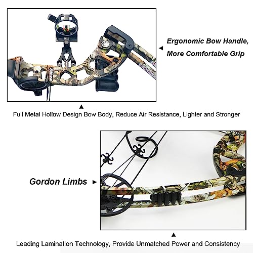 Compoundbogen Sharrow Set für Jagd mit einstellbarem Zuggewicht 30-70lbs